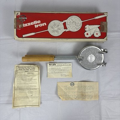 Norpro Vintage Pizzelle Iron Traditional Waffle Cookie W/Box + Recipes￼
