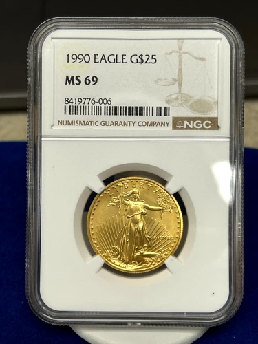 1990 $25 Gold 1/2 Eagle Coin - MS69 - NGC - Just Beautiful
