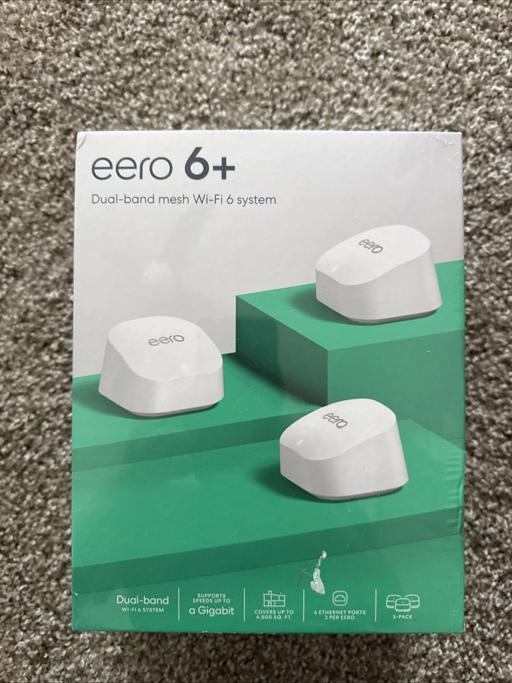 EERO 6+ AX3000 Wi-Fi 6 Dual-Band Gigabit Mesh System White 3 Piece