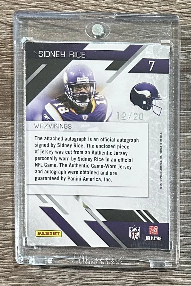 2010 Panini Prestige #7 Sidney Rice Preferred Materials Jersey AUTO #/20 - Image 2 of 2