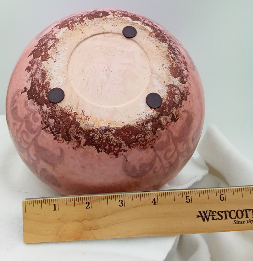 Pink Squatty Vase Boho Rustic Floral Images Crackle Distressed Decor P&D NEW