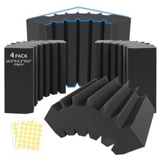 Focusound 4 Pack Bass Traps Corner Acoustic Foam 4 Pack-Bass