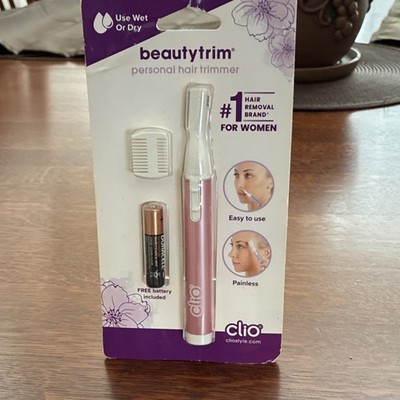Clio Beautytrim Personal Hair Trimmer Wet/Dry Dual Blades Cordless Pink/White