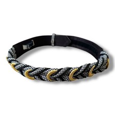 Vintage 80s Ginnie Johansen Designs Black  White Houndstooth Braided Belt USA
