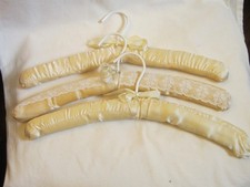 Padded Hangers Solid Beige Satin Fabric Bows 15" Set of Three