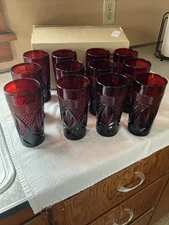 12 VTG Cristal D'Arques Durand Luminarc Ruby Red Glass Tumbler France NOS 16 OZ