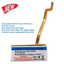 iPod Classic 6th 7th Gen 80GB 120GB 160GB Thin Replacement Battery 650mAh