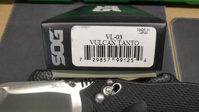SOG VULCAN Tanto VL-03 Folder Flipper San-Mai VG-10 BL, Seki Japan