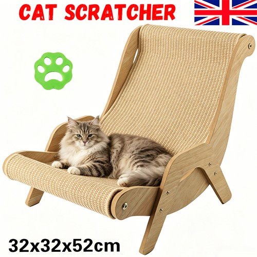 Cat Scratcher Lounger Sofa Cardboard Kitten Scratching Post Pad Sleep Bed Wooden