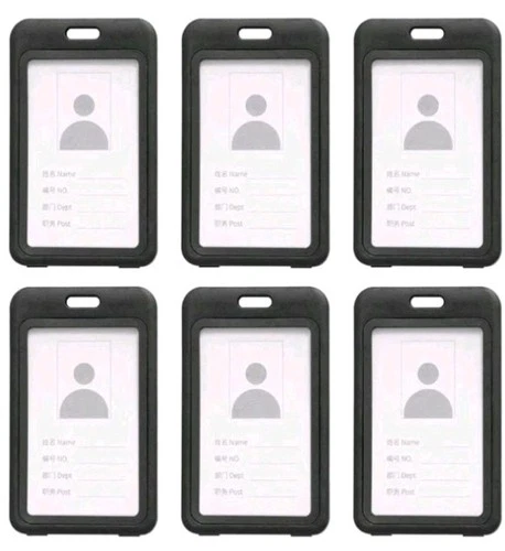 Kalsfisuia 6 Pcs ID Badge Holder Plastic ID Card Case Vertical Badge Holders