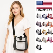 UNNI Transparent Clear Stadium Approved Solid Color Colorful Trim Crossbody Bag