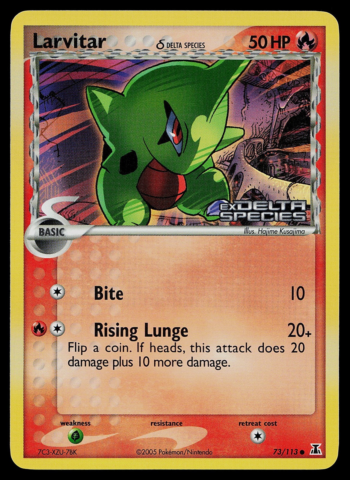 Pokemon Card - Larvitar Delta Species 73/113 Reverse Holo Stamped