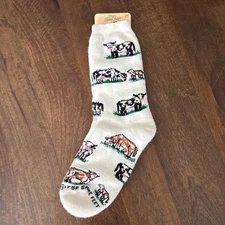 New! 1 Pair FBF Originals Thick Cow Novelty Quarter Socks LARGE 9-11