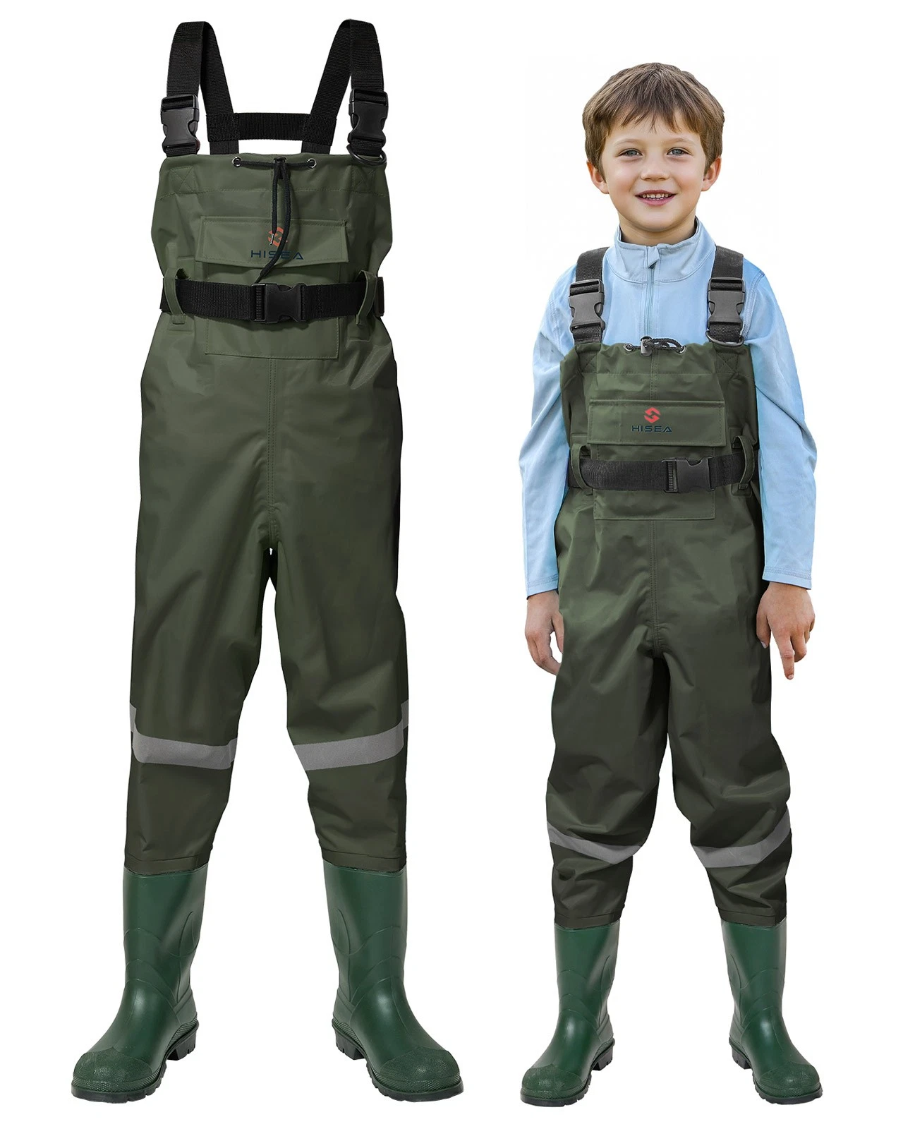HISEA Kids Fishing Chest Waders Bootfoot Nylon PVC Waterproof Hunting Waders