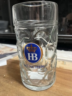 HB Hofbrauhaus Munchen 1- Liter 8  Dimpled Glass Beer Stein Mug Germany