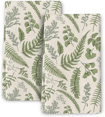 Cute Botanic Dish Towels for Drying Dishes Absorbent Decorative Sage Green