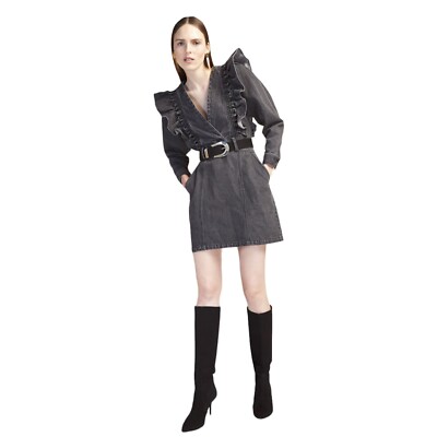 Anthropologie x Magali Pascal Alexia Denim Mini Dress Carbon MSRP $360 Large