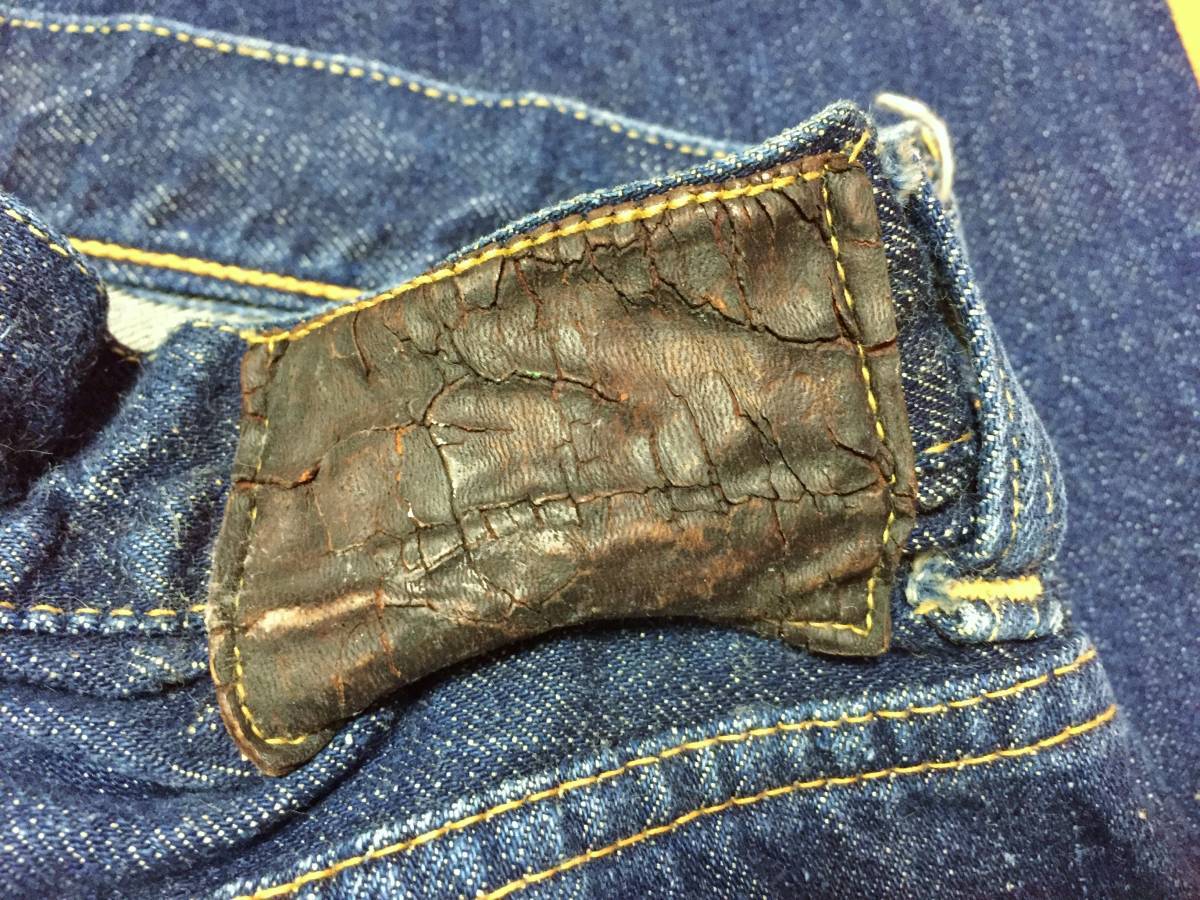 50'S Levi'S/Levi'S 501Xx Leather Patch Double Sided Big Size Vintage Item