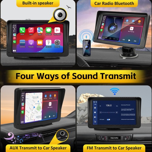 7" Portable Wireless CarPlay Android Touch Screen Radio Stereo For Ford F-150 - Picture 9 of 17