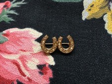 Vintage gold tone diamante lucky horseshoe brooch - good luck charm, old stock