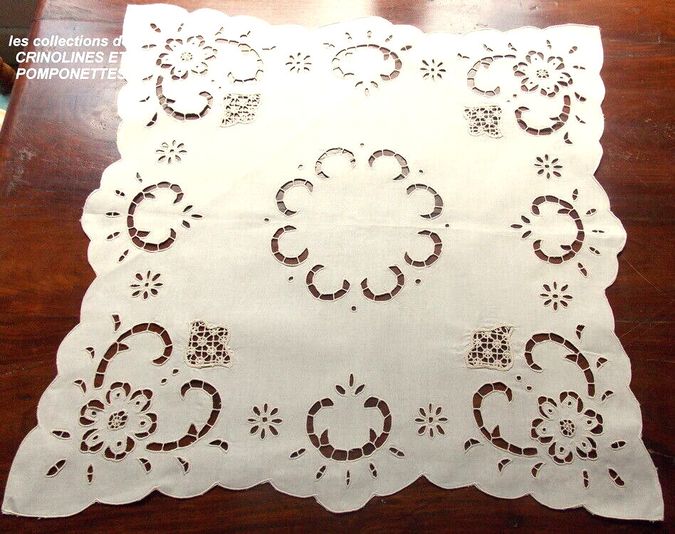 Napperon écru Angelina broderie Richelieu de 60cm pour décorer votre table basse de salon