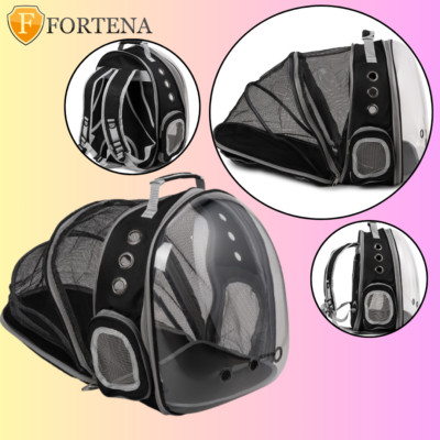 Erweiterbarer Rucksack für katze Haustiere 33x28x42 cm transparent transportbox