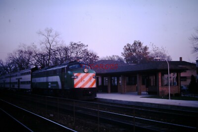 Original 1977 Burlington Northern Harlem Ave Illinois Train Station Slide #3891