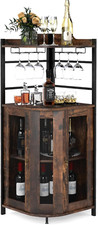 Armadietto Angolare Industriale Da Bar Con Supporto In Vetro, Armadietto Da Vino