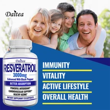 Resveratrol Capsules Antioxidant Improve Skin And Hair Health 30-120 Capsules