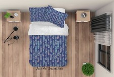 3D Feather Blue Quilt Cover Set Duvet Cover Bedding Pillowcases