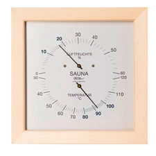 Sauna Thermohygrometer, Wooden Case [Fischer 187TH-03] 0-60% R.H., 30-120°C