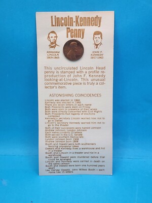 1973-D Lincoln/Kennedy Penny Astonishing Coincidences Card | eBay