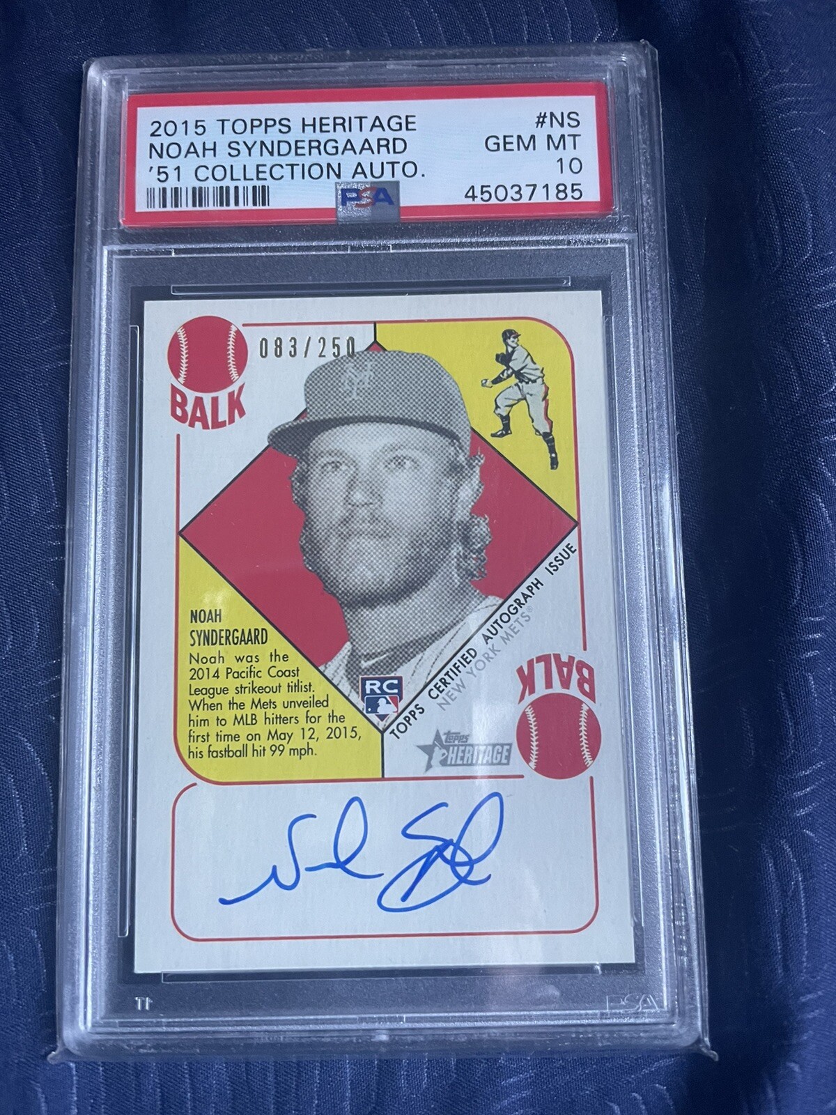 2015 Topps Heritage Noah Syndergaard '51 Collection Rookie GEM MT PSA 10 POP 11
