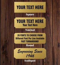 NAME PLATE 1"x3" FOR ART-TROPHIES-GIFT-TAXIDERMY-FLAG CASE CUSTOM ENGRAVED