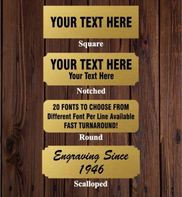 NAME PLATE 1"x3" FOR ART-TROPHIES-GIFT-TAXIDERMY-FLAG CASE CUSTOM ENGRAVED