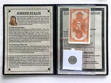 Joseph Stalin 50 Kopek Banknote 20 Kopek Coin SOA & History & Album Included
