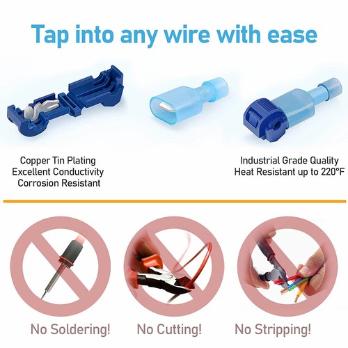 240 Stck. Isoliert T-Taps Schnellspleiß Draht Terminal Stecker Combo Kit 22-10AWG - Bild 4 von 12