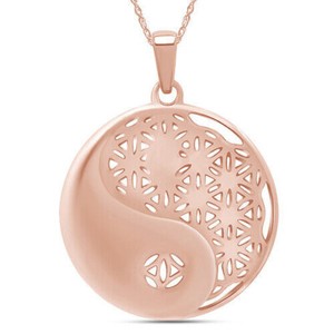 Authentic Eternal Harmony Rose Gold Yin Yang Petal Pendant
