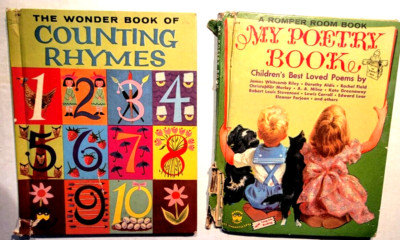 TWO  Vintage Children's Poetry and Rhymes Books TEACH the FLOW of Reading