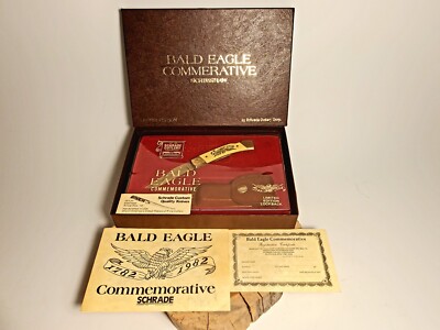 Vtg SCHRADE USA LB5 BALD EAGLE COMMEMORATIVE KNIFE 1982. MINT IN BOX