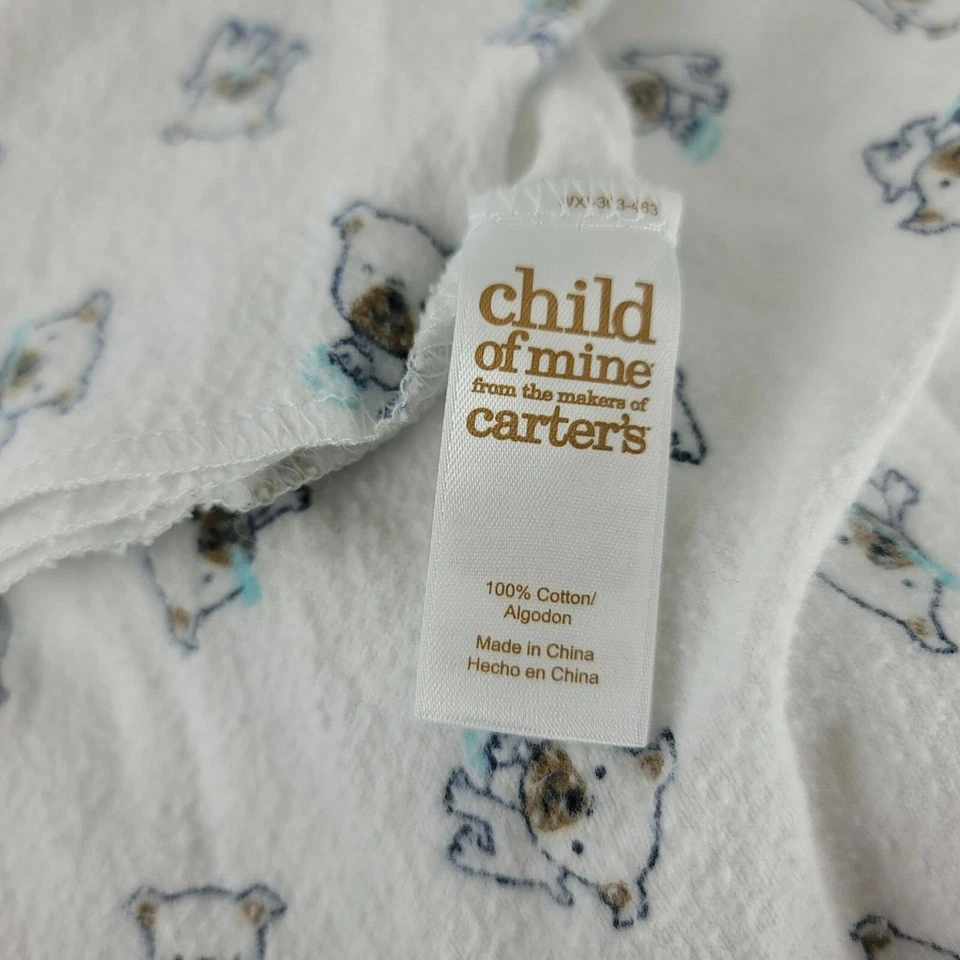 Child of Mine de Carter's Cachorro Perro Bebé Manta Franela Recepción Blanco Azul Foto 2 de 2