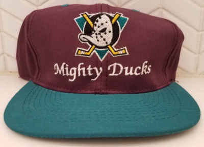 90s　ヴィンテージ　マイティーダックスキャップ　アイスホッケー　NHL Vintage 90s Mighty Ducks Anaheim Snapback Blockhead Hat Cap NHL
