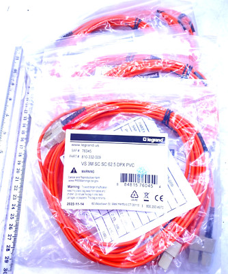 Legrand Quiktron Lot of 10 Fiber Optic Cable Orge 3M SC SC 62.5 DPX 810-332-009