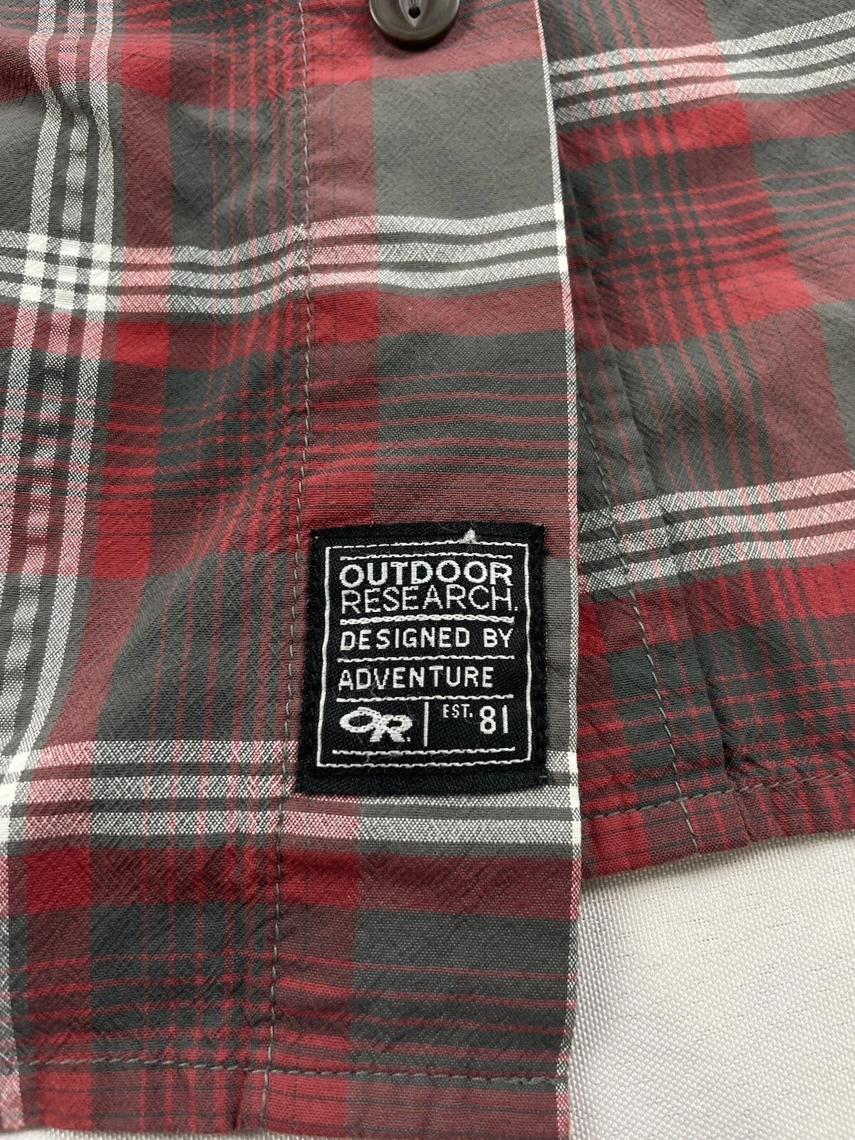 outdoor-research plaid short sleeve hiking button up shirt
