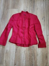 RARE Vintage 80s Lauren RALPH LAUREN Sz 6 Linen Single Breast Button Blazer Red