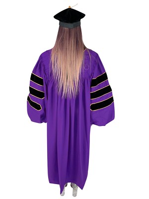 Purple Doctoral Gown w/Gold Piping & Tam for University Professors and  Students | eBay