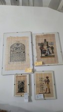 Set 4 Quadri Pergamena Egiziana Originale Con Cornici