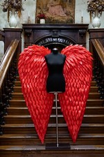 Red Angel Wings Costume Cosplay Halloween Moveable Extra Large Size For Adults