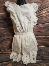 STEVE MADDEN Jayda Eyelet White Cotton Spring Summer Resort Mini Dress SZ M MED