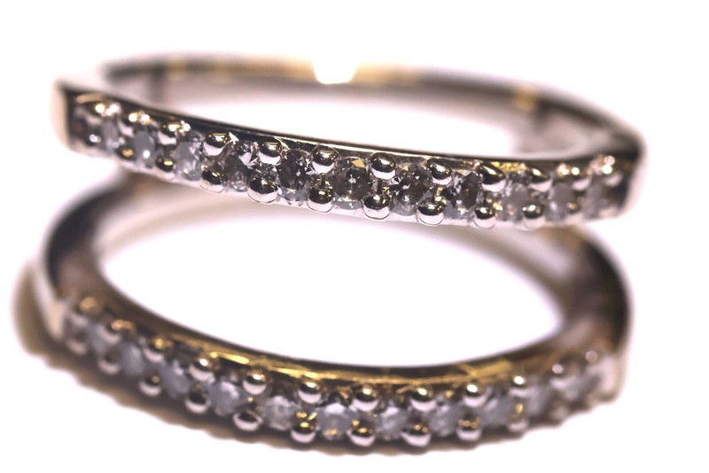 14k white gold .44ct SI1 H diamond wrap jacket guard engagement ring 5.8g 6.25